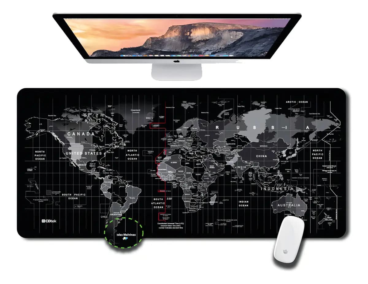 Desk Pad XXL Gamer CDTek 84x38cm Mapa Caucho Antideslizante