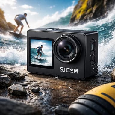Cámara De Acción SJCAM SJ4000 Dual Screen Doble Pantalla 4K Action Cam Deportiva Sumergible WiFi Bluetooth Gran Angular Video 3840x2160 Para Moto Bici Casco Viajes Deportes Color Negro