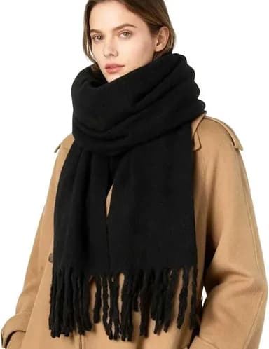 Bufanda Nube Manta Bufandon Lisa Abrigo Ruana Suave Mujer Negro Nube Unico CRAZY LOOK STORE