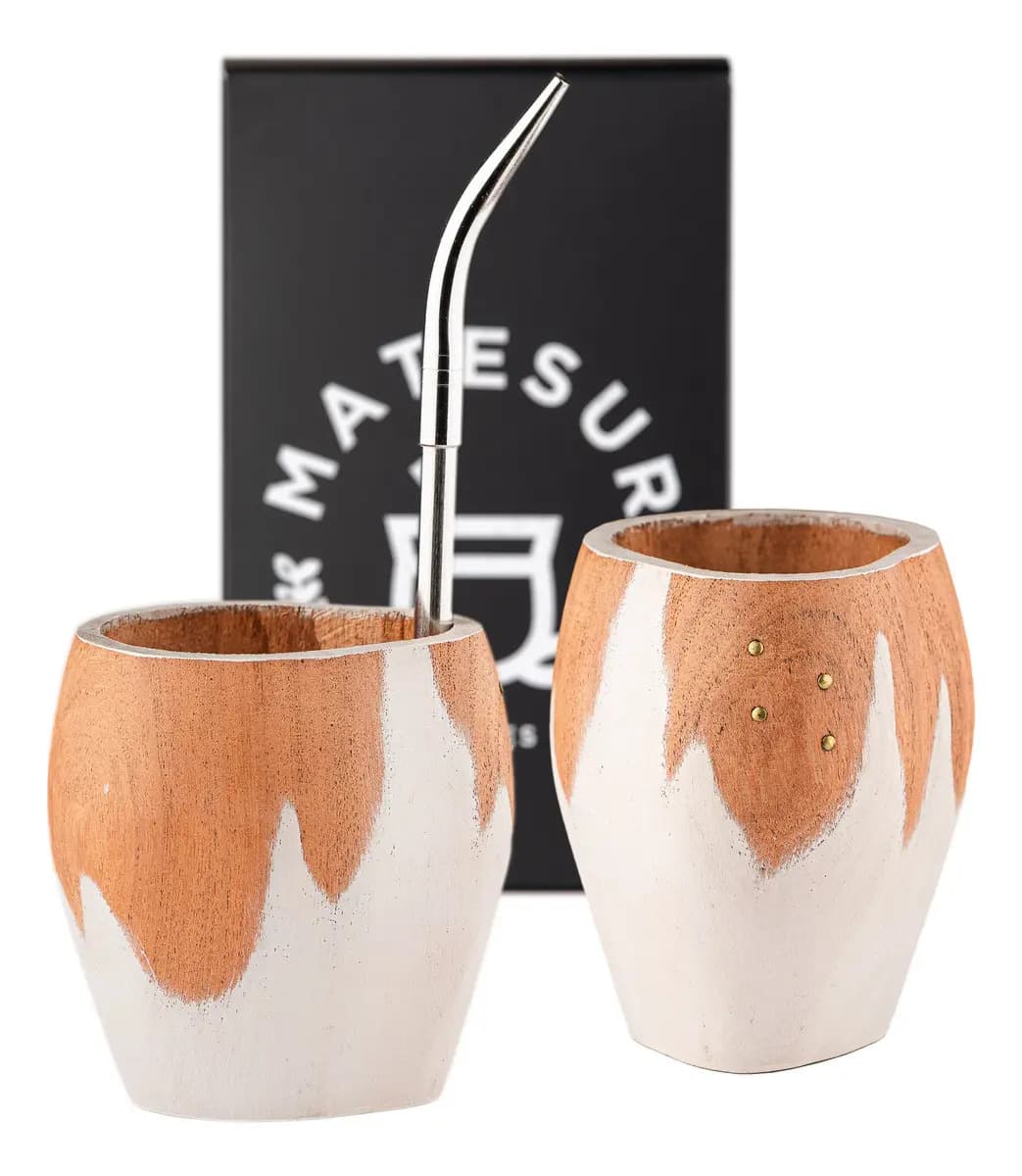 Mate Algaborro Artesanal Ranchero Matesur Marrón + Bombilla Pico Loro