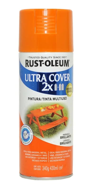 Rust-Oleum Ultra Cover Aerosol pintura 2x 430ml color Naranja brillante