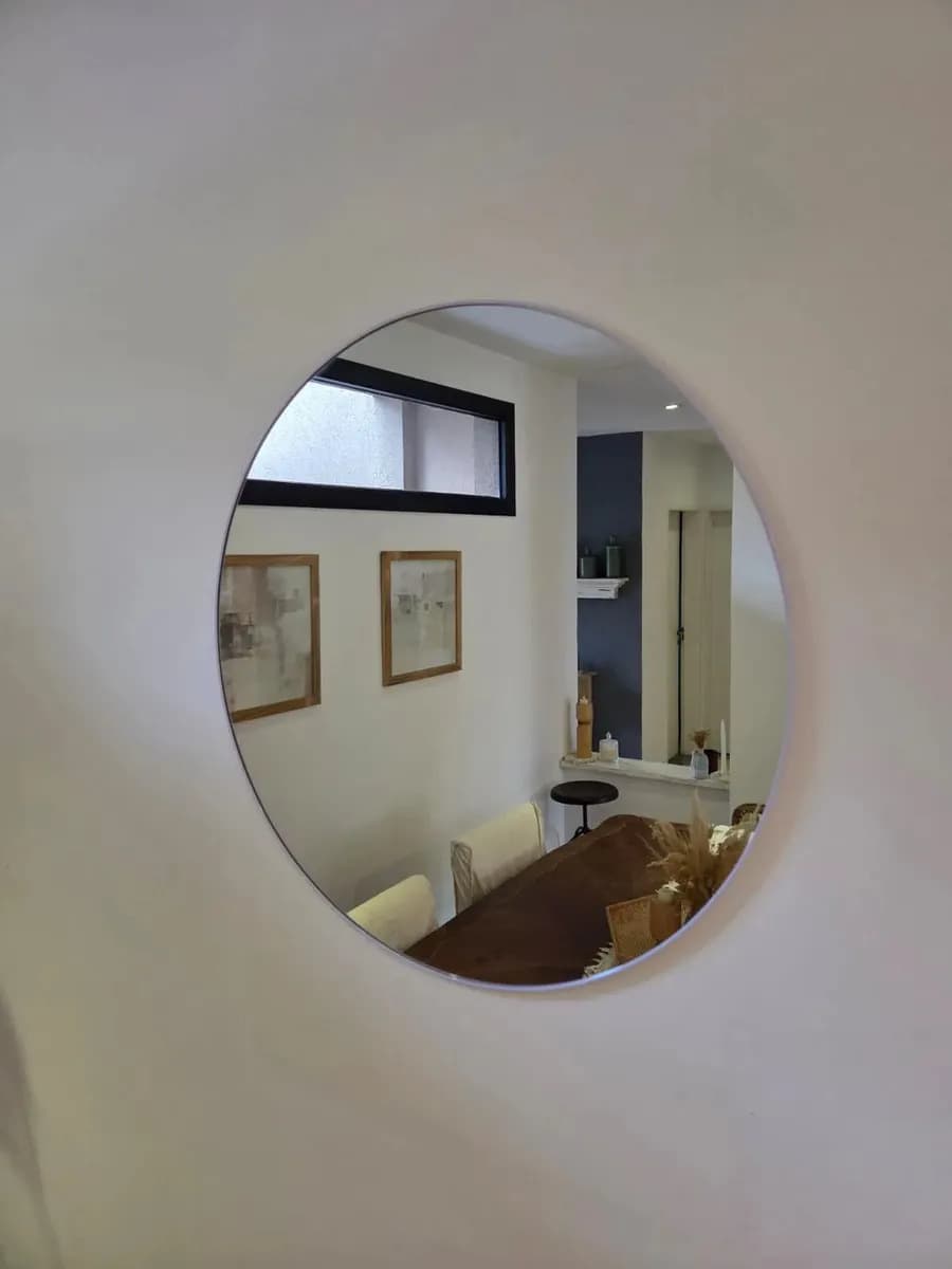 Espejo Redondo 60 Cm Circular Decorativo Marco Blanco Pvc Cuantoarte Ideal Baño Living Premium Duradero Resistente Para Pared Showroom Vestibulo Recibidor Dormitorio Galeria Estilo
