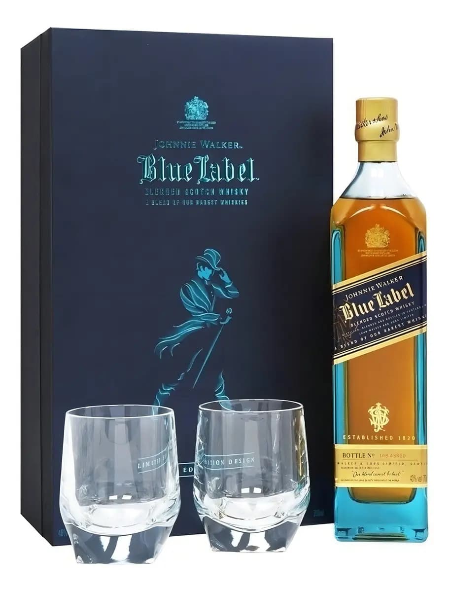 Whisky Johnnie Walker Blue Label 750ml + 2 Vasos