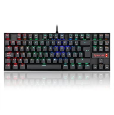 Teclado Redragon Kumara QWERTY Outemu Red español latinoamérica color negro con luz RGB