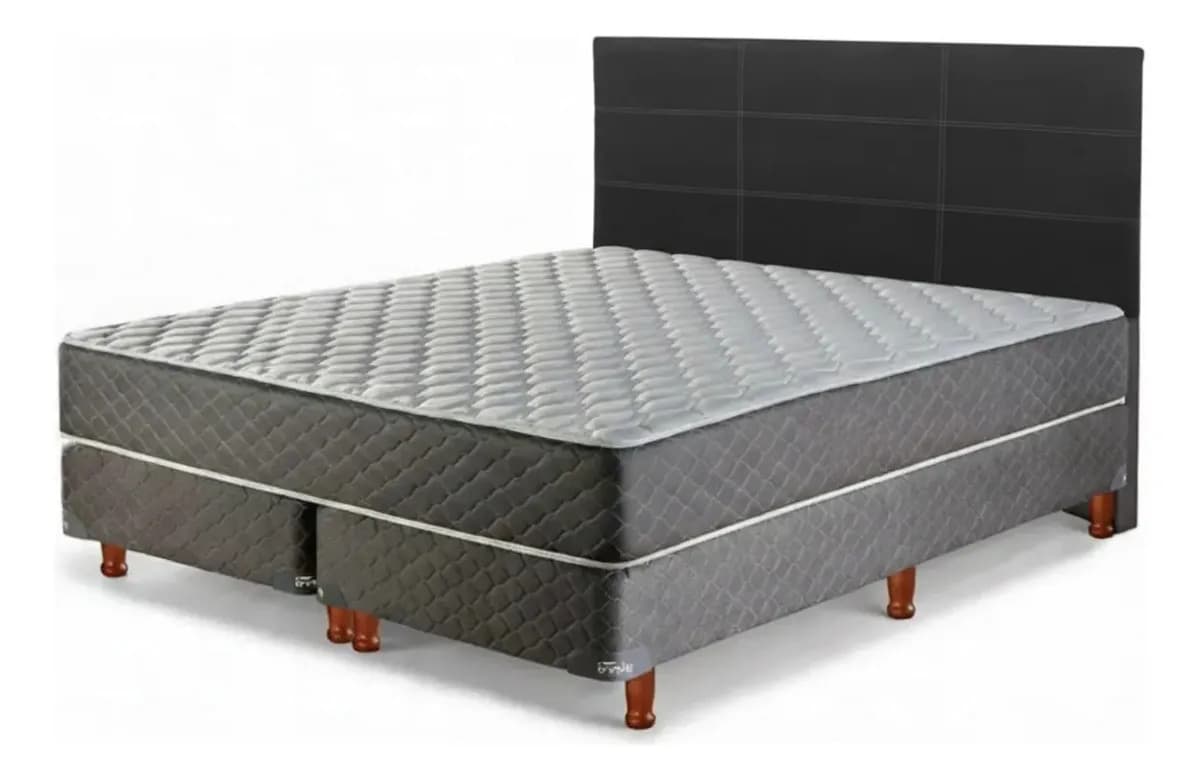 Combo Sommier Piero Foam 190 X 160 Queen + Respaldo Color Negro