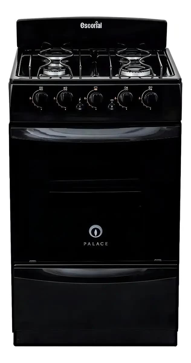 Cocina Escorial Palace LX S2 Negra 4 Hornallas Gas Natural Con Visor