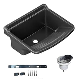 Pileta Lavadero Waterplast pb24 Plástico Negro 24L con Sopapa Cromada