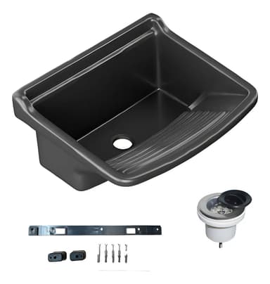 Pileta Lavadero Waterplast pb24 Plástico Negro 24L con Sopapa Cromada