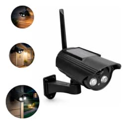 Camara Falsa Solar Con Sensor Movimiento Luz Led Exterior