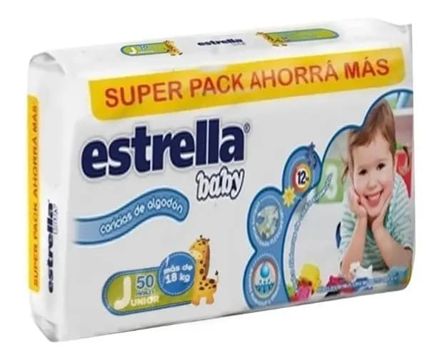 Pañales Estrella Baby Junior 50 Unidades Hipoalergénicos 12h Protección