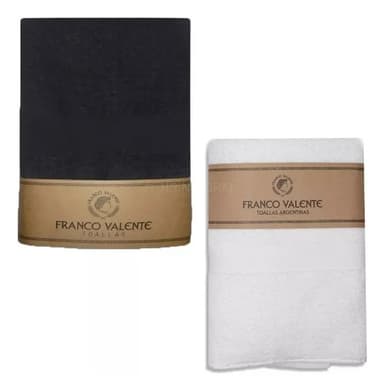 Juego de Toalla y Toallón Franco Valente de Algodón, Pack x2 Colores Blanco y Negro
