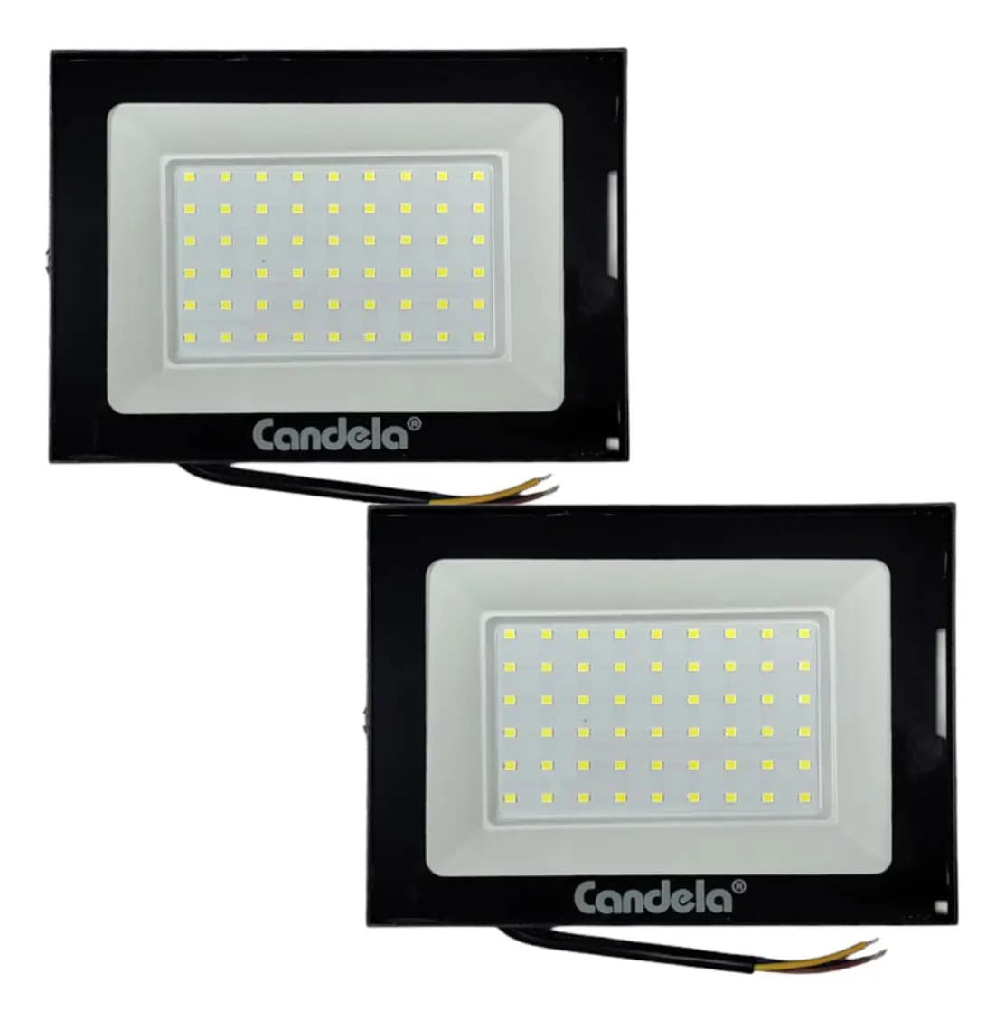 Reflector Proyector Led Exterior Candela 100w Luz Fría Pack X 2 Unidades Carcasa De Aluminio Rectangular Negro Luz Blanca Frío 9000 Lumens Montable Apto Para Exteriores A Prueba De Agua