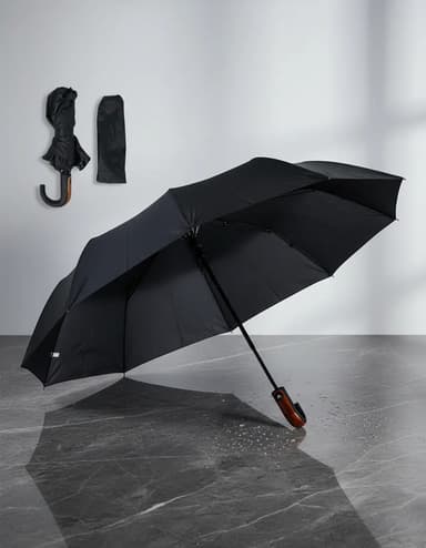 Paraguas Reforzado Anti Viento Veoquiero Automático Funda Color Negro Diseño de la tela Liso