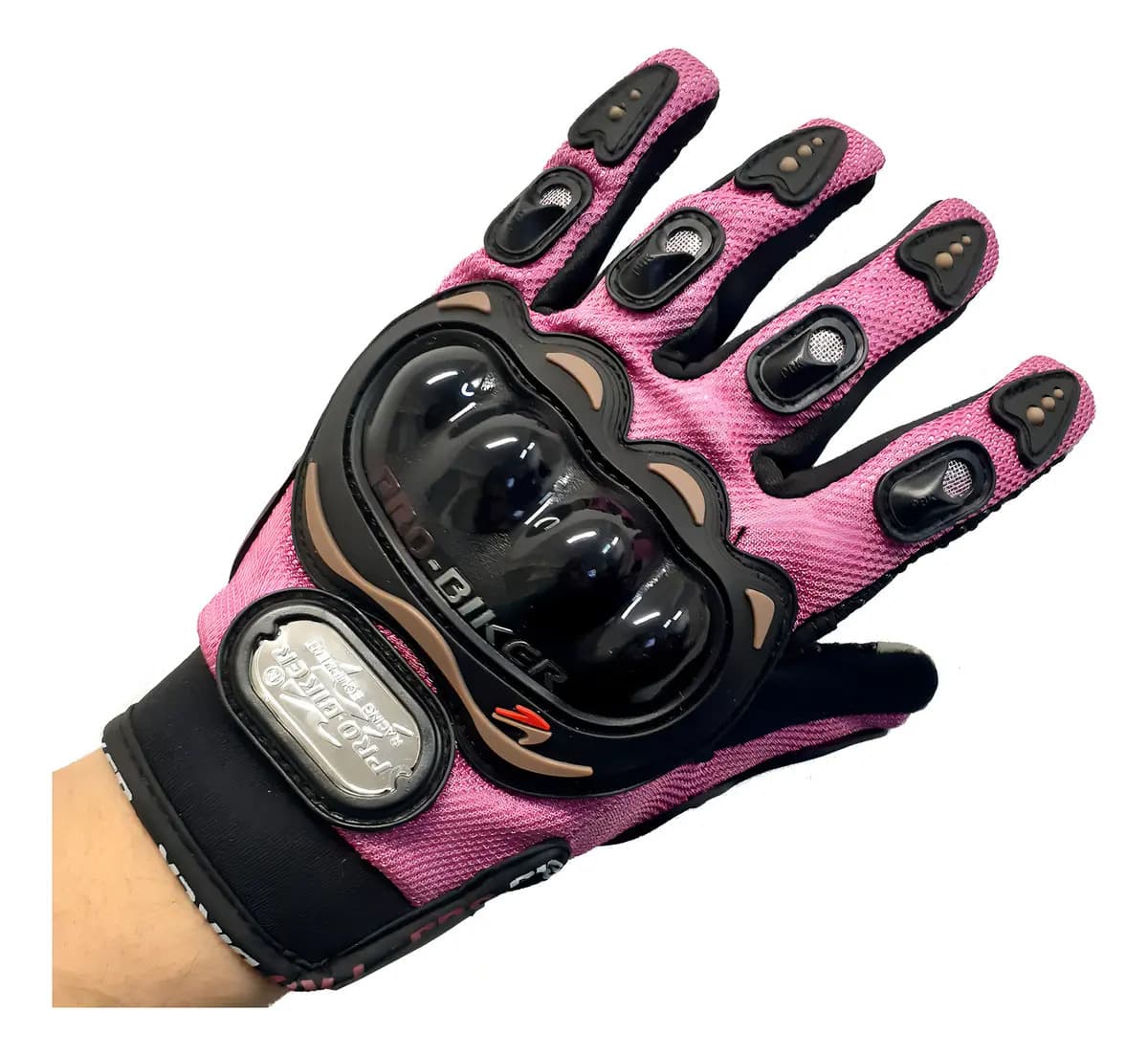 Guantes Rescate Moto ProBiker PB-12 Rosa Talle L Protector Nudillos