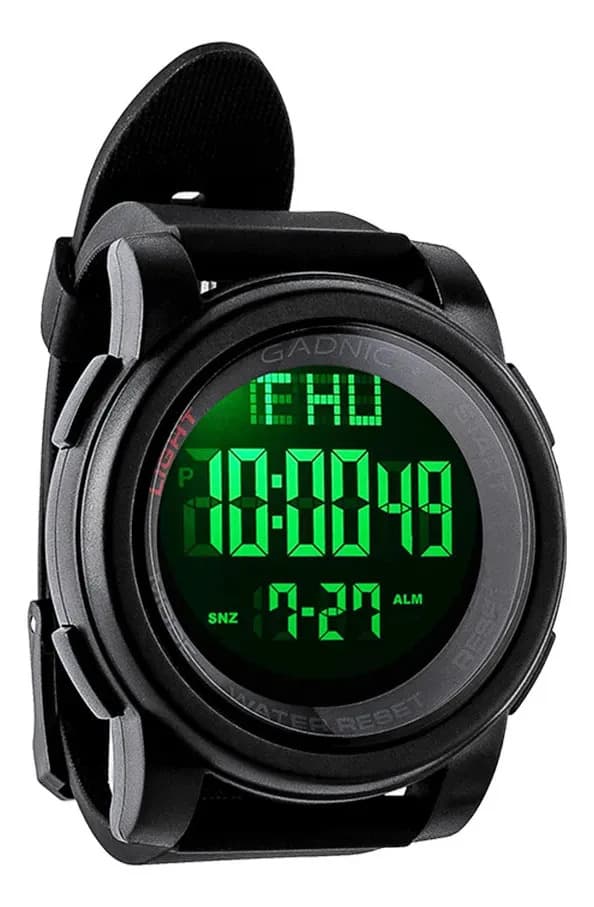 Reloj Digial Deportivo Gadnic Sumergible 50mts Negro Alta Calidad