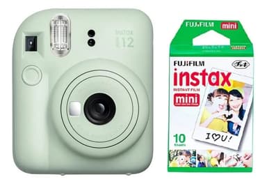 Cámara instantánea Fujifilm Instax Kit Mini 12 + 10 fotos mint green