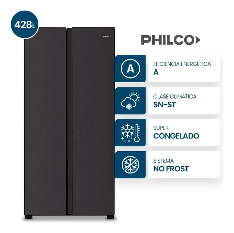 Heladera Philco Side By Side No Frost 428l Negra - PHSB450N