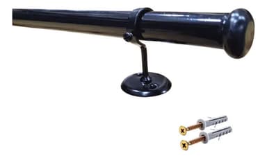 Kit Barral Para Cortina Metalico 3,60 Mt 22 Mm Soporte Techo Color Negro
