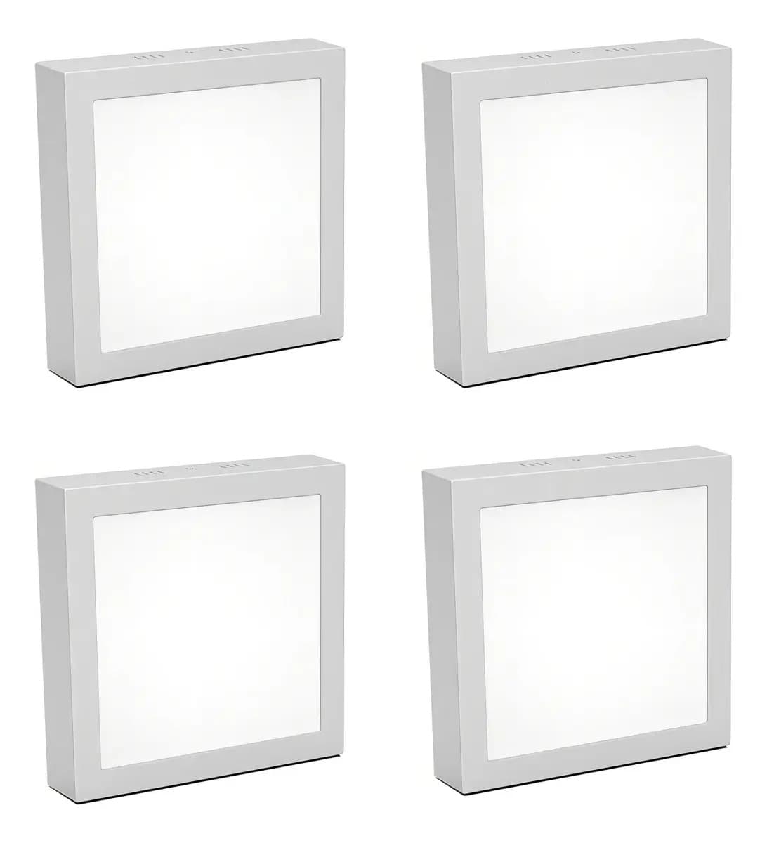 Pack x4 Lámpara plafón led 18w tridireccional de techo Plafones Led Aplicar Con Base 18w Marco Blanco