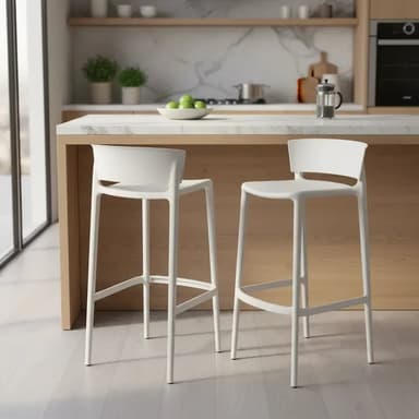 Banquetas Desayunador Plastico Rio Julieta Pack X2 Ct Semimate Blanco