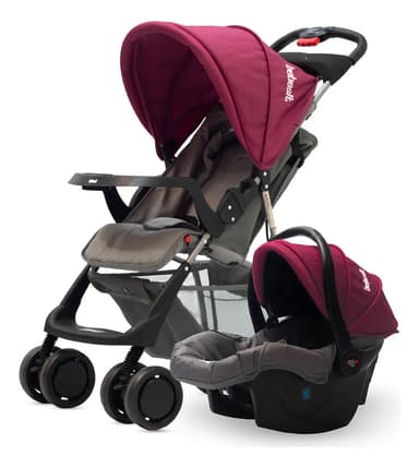 Cochecito Bebesit Travel System Con Huevito 1337 Eos Violeta Chasis Negro