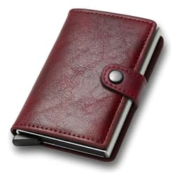 Billetera Y Tarjetero De Cuero Con Boton Rfid Minimalista Color Rojo Diseño de la tela Cuero Sintético