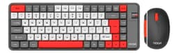 Combo Teclado Mouse Recargable Usb Bluetooth Noga Q20 Rojo Y Negro