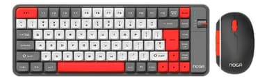 Combo Teclado Mouse Recargable Usb Bluetooth Noga Q20 Rojo Y Negro