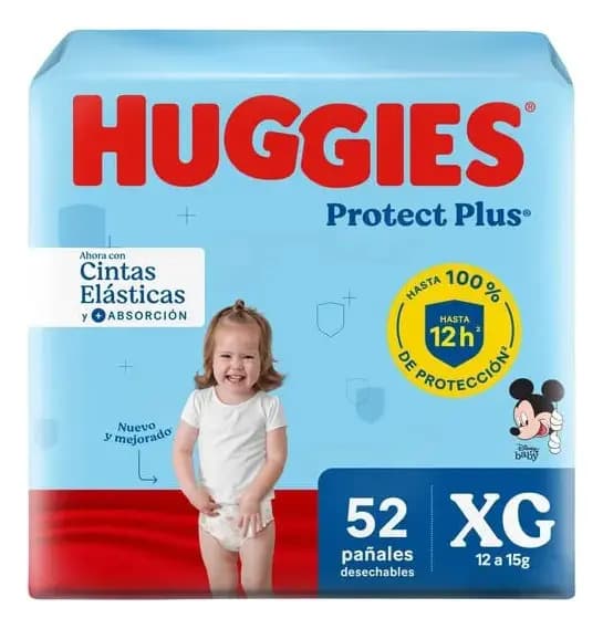 Pañales Huggies Protect Plus XG paquete 52 unidades