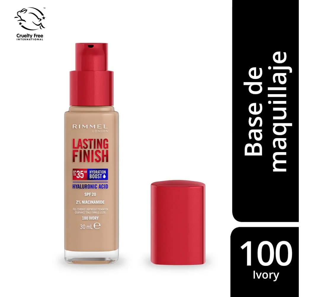 Base De Maquillaje Lasting Finish 35 Hours Rimmel London Tono 100 Ivory