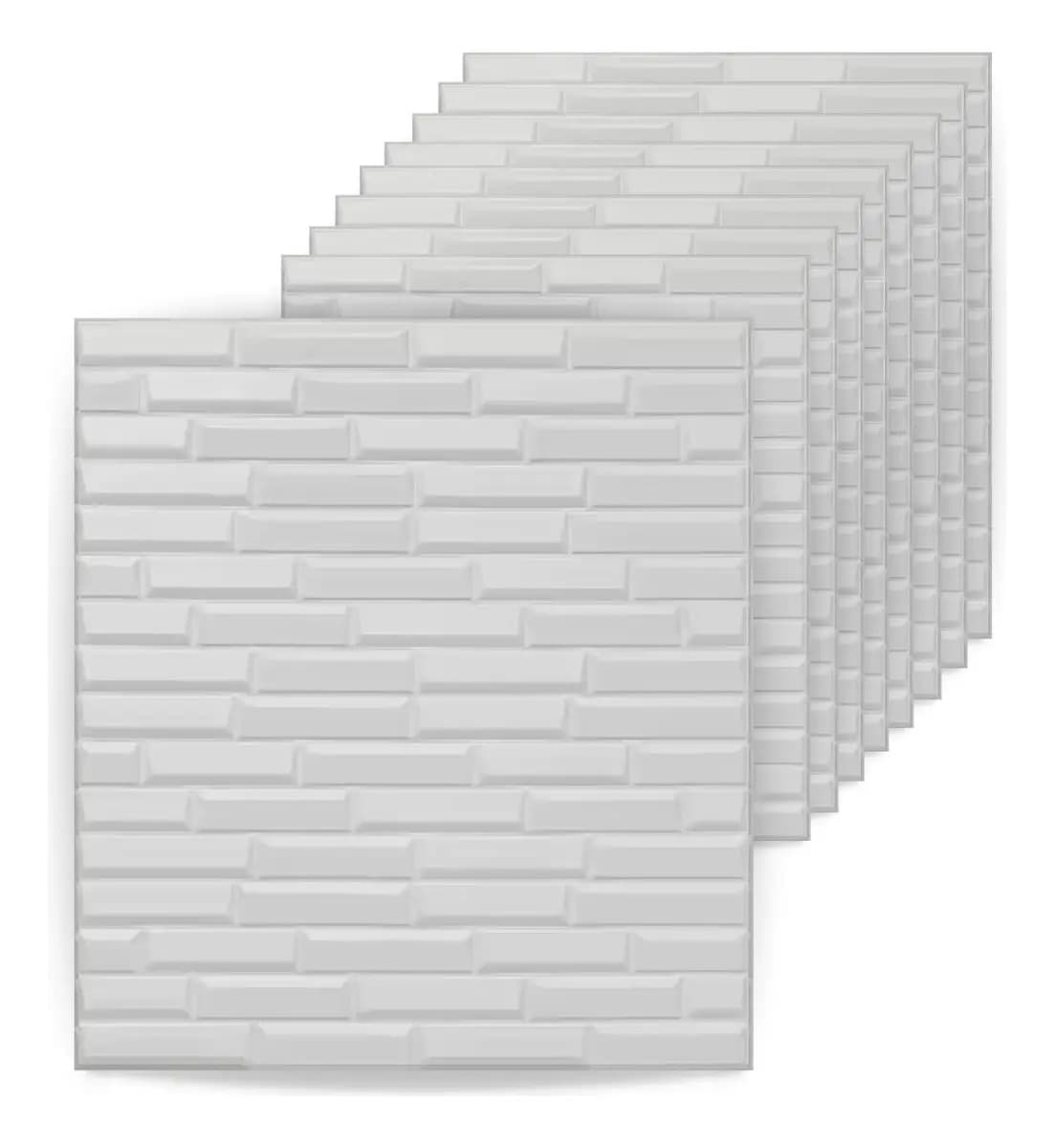 20 Placas Revestimiento Pared Autoadhesiva 3d Subway Rustico Color Blanco Diagonal (10.8m2)