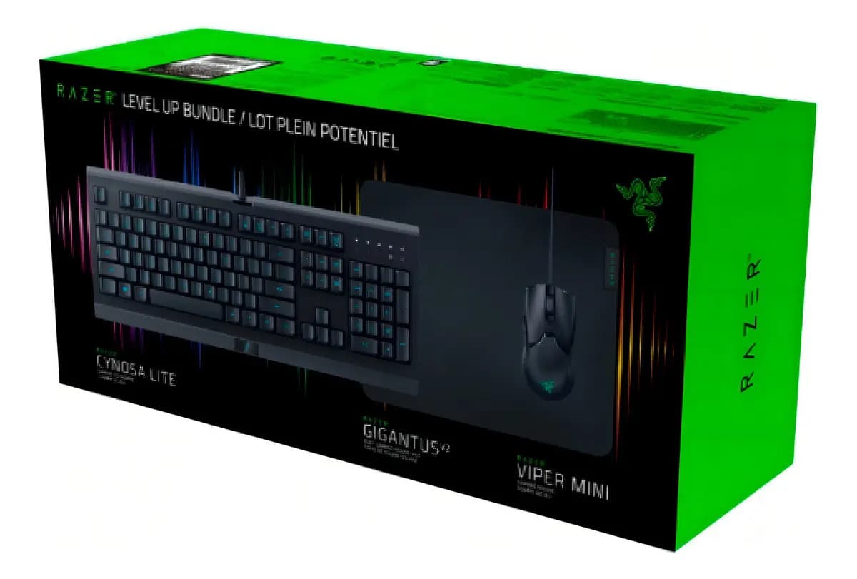 Combo Razer Level Up Cynosa Lite + Viper Mini + Gigantus V2 Color Del Teclado Negro