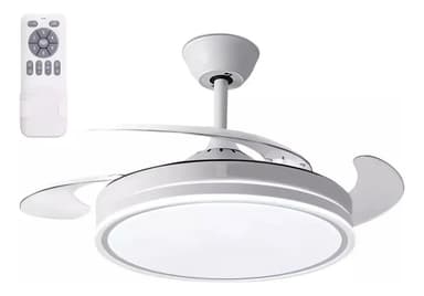 Ventilador Retractil Led De Techo Luz Dinamica Control 6 Vel 46.5 Cm Blanco Transparente Plástico 4