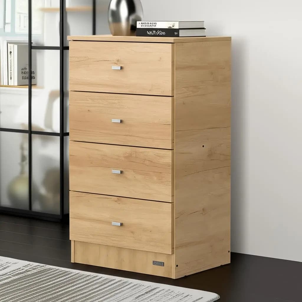 Cajonera Comoda 4 Cajones Dormitorio Dakar Zero 91×53×38 Cm Color Nebraska Natural
