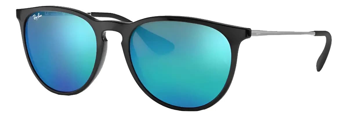 Anteojos de sol Ray-Ban Erika Color Mix talle Standard diseño Liso armazón negro brillante y lente blue