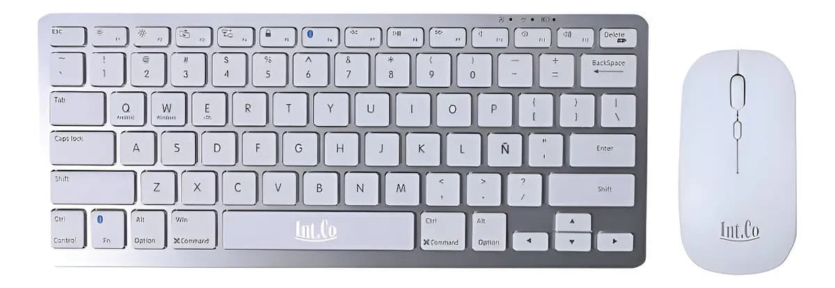 Kit Teclado Bluetooth INT.CO Color BLANCO - Apto Celular Tablet Notebook