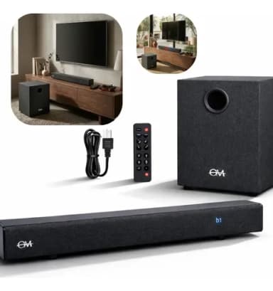 Barra De Sonido + Woofer 60w Con Bluetooth Musica Negro