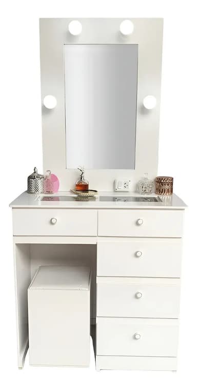 Mueble Para Maquillaje Espejo Hollywood Inmediata Blanco
