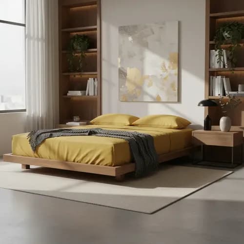 Cama Tatami Minimalista 2.1/2 Plazas Pino 140x190