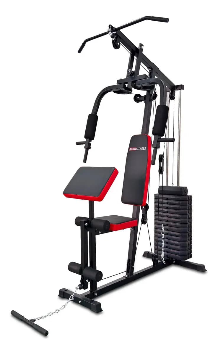 Multigimnasio Band 003, 70kg De Pesas Con Banco Scott Estructura Negro Tapizado Rojo