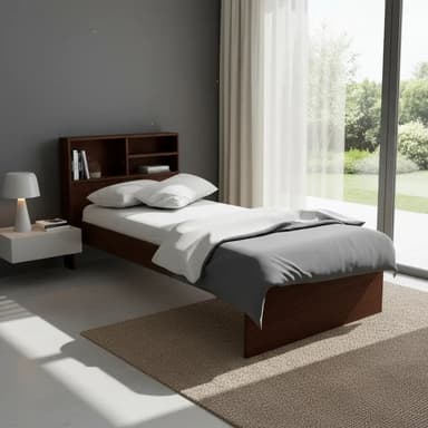Cama Clásica Con Repisa 1 plaza 3 Estantes Marca Orlandi Color Wengue Fabricada en Mdf