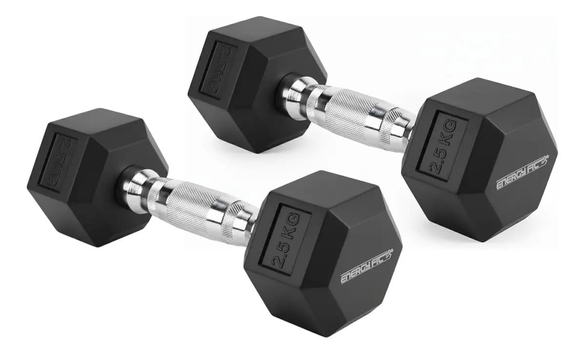 Mancuernas Hexagonales Engomadas Fundicion 2.5 Kgs X Par Negro
