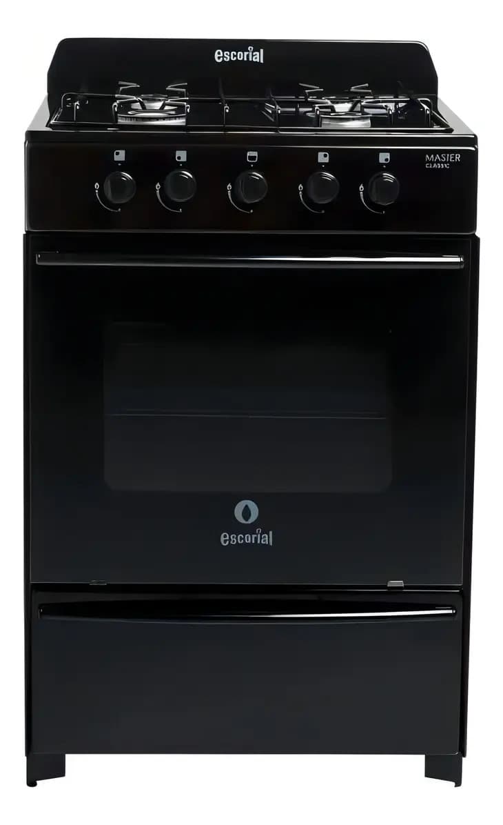 Cocina Escorial Master Classic Gas GLP Negra con Visor