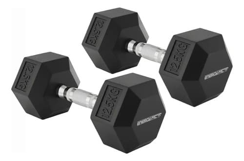 Mancuernas Pesas Hexagonal 12.5 Kgs Par Engomadas No Rayan el Piso