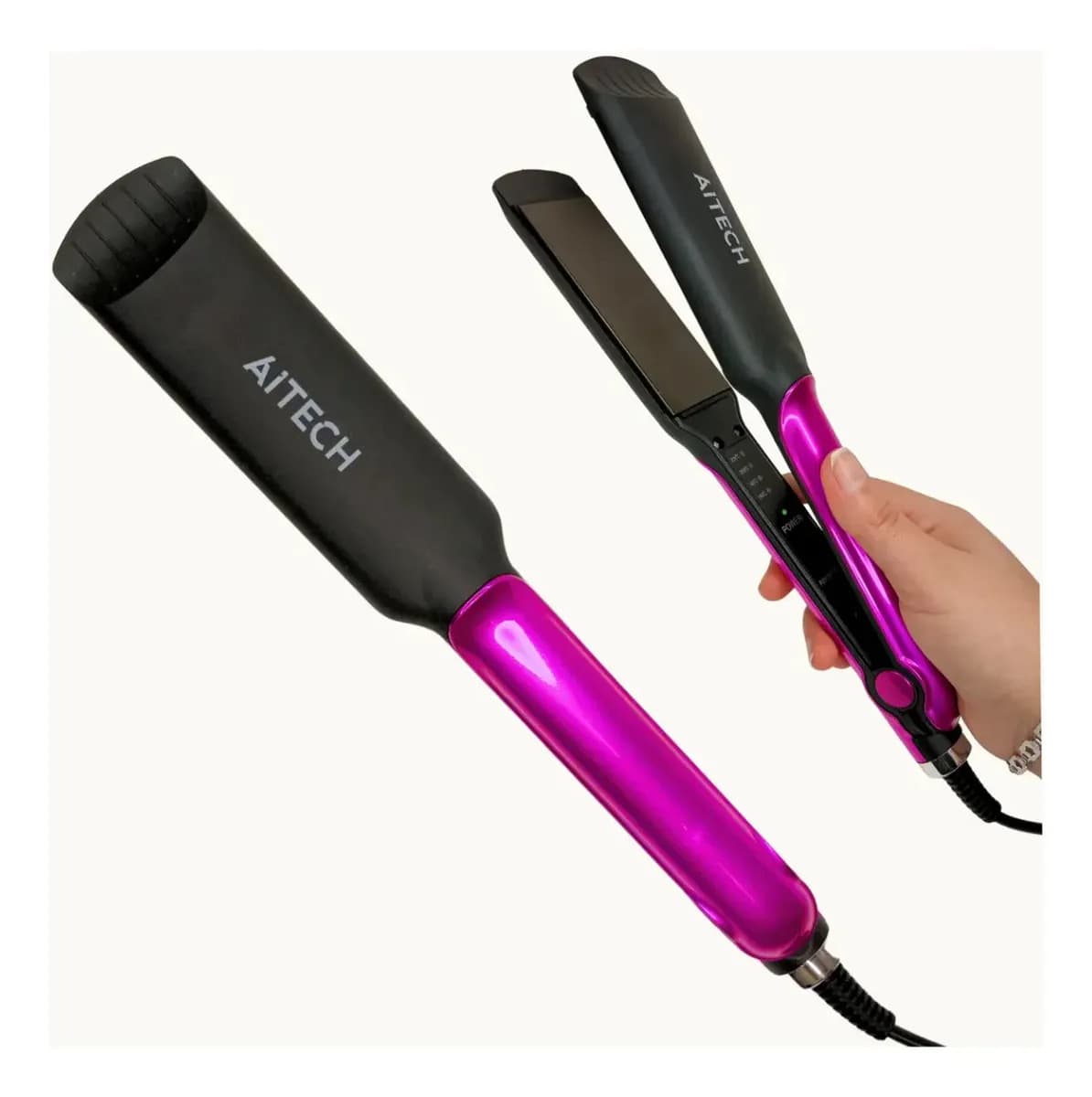 Planchita Pelo Aitech Profesional Rosa 220V Cable Giratorio 360 Placas Cerámica Anti Frizz Alisadora 160 A 220°C Calentamiento Rápido Temperatura Regulable Cabello Liso Brillante
