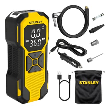 Compresor De Aire Portátil Stanley Sxif0101 Powerbank Mini Inflador Luz USB Toma Color Amarillo