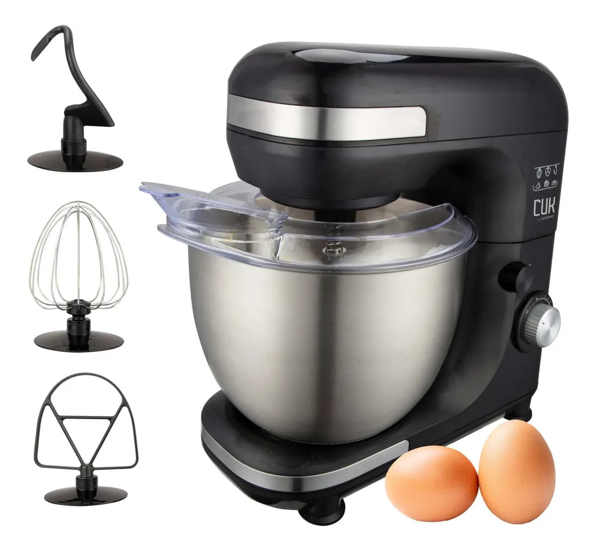 Batidora Planetaria Gadnic 600W 5L Bowl Acero Inoxidable SUS304 7 Velocidades 220V Tapa Anti Salpicaduras + Accesorios