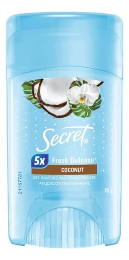 Desodorante Mujer Gel Invisible Antitranspirante Coconut 45g Secret