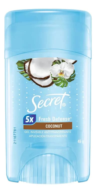 Desodorante Mujer Gel Invisible Antitranspirante Coconut 45g Secret