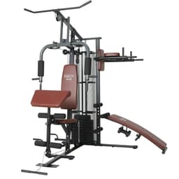Multigimnasio Multigym Body Doble Estación Homegym Gris Con Tapizado Marrón Mini Gimnasio Para El Hogar Usuario 150 Kg Y 70 Kg De Carga De Pesas Incluidos Gris Marron - 204-m